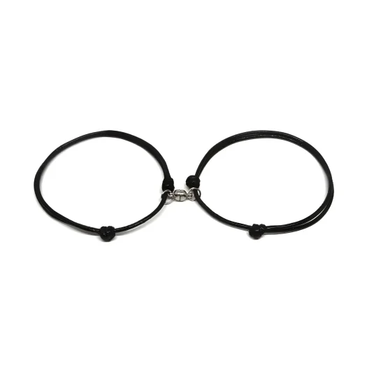 Premium Black Couple Magnetic Bracelet Set for Men and Women – Affordable Stylish Matching Jewelry
