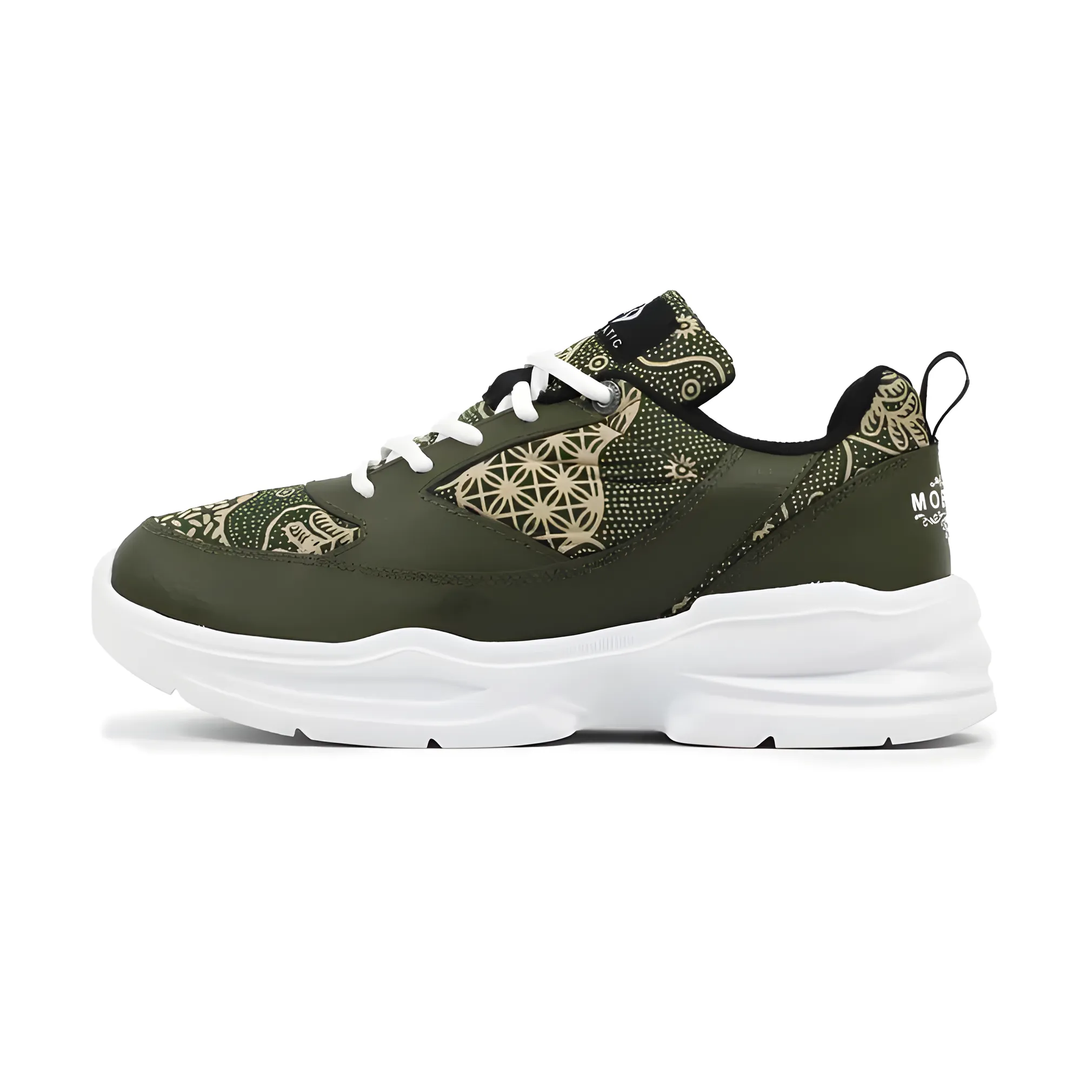 Mobatic Batican Batik Inspired Sneakers, Green Army