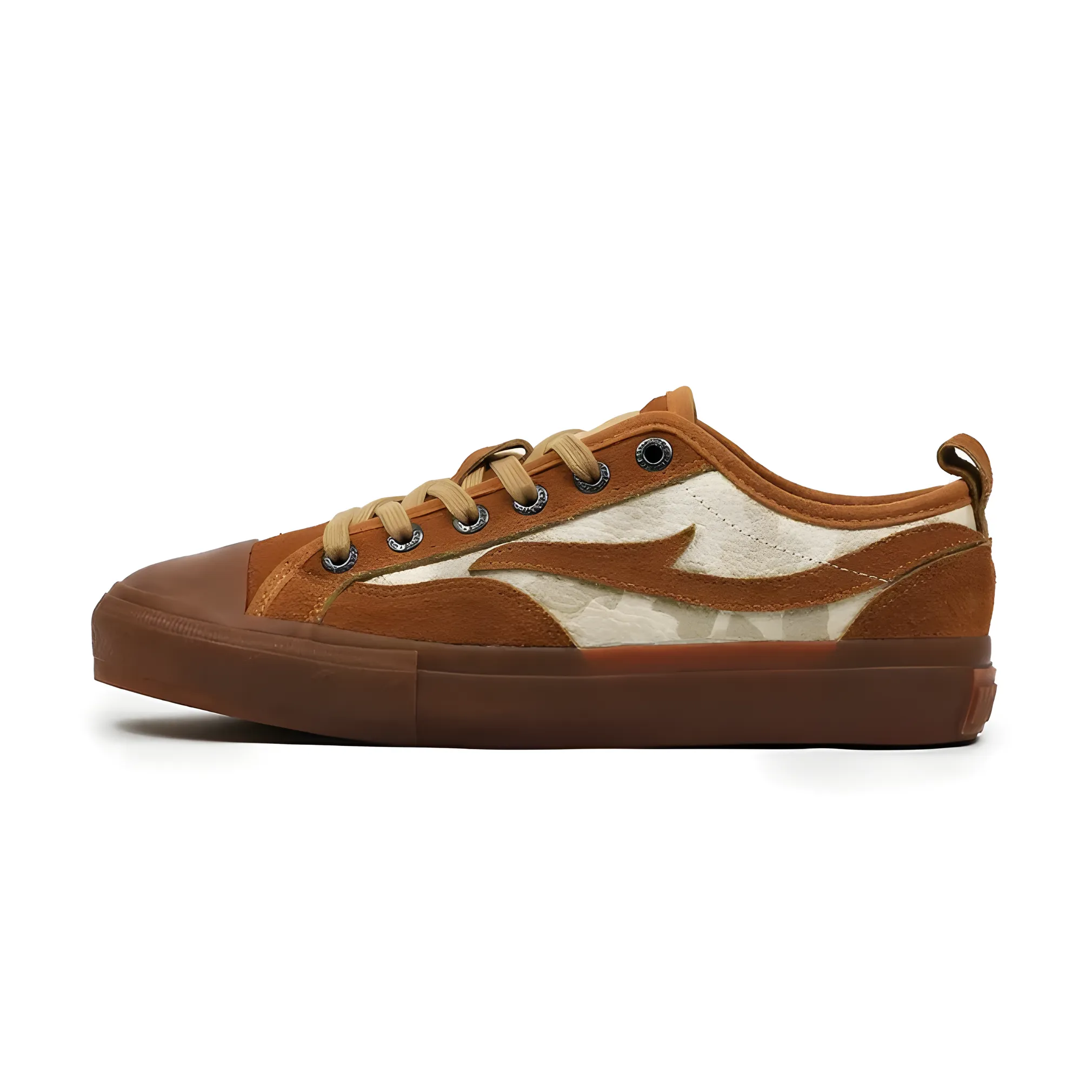 Mobatic Artic Low-Top Genuine Leather Shoes for Men, Tan White