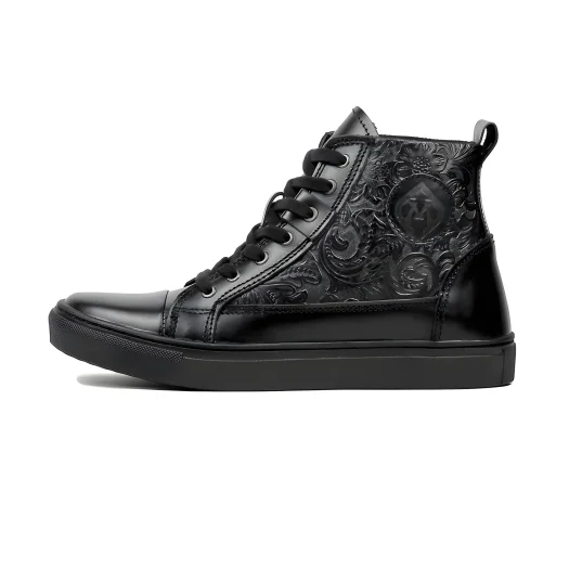 Mobatic Cakra All Black Leather Shoes For Men