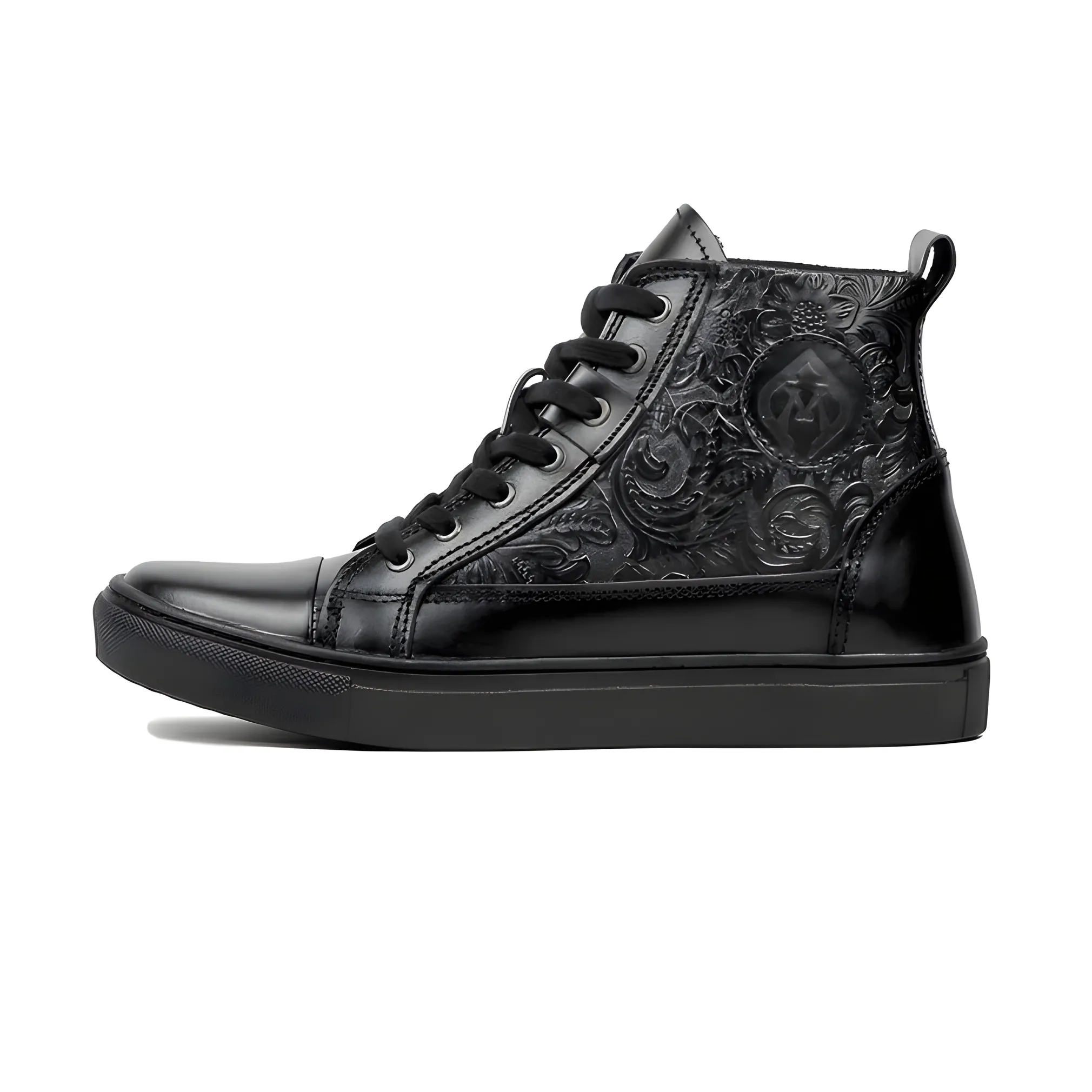 Mobatic Cakra All Black Leather Shoes For Men