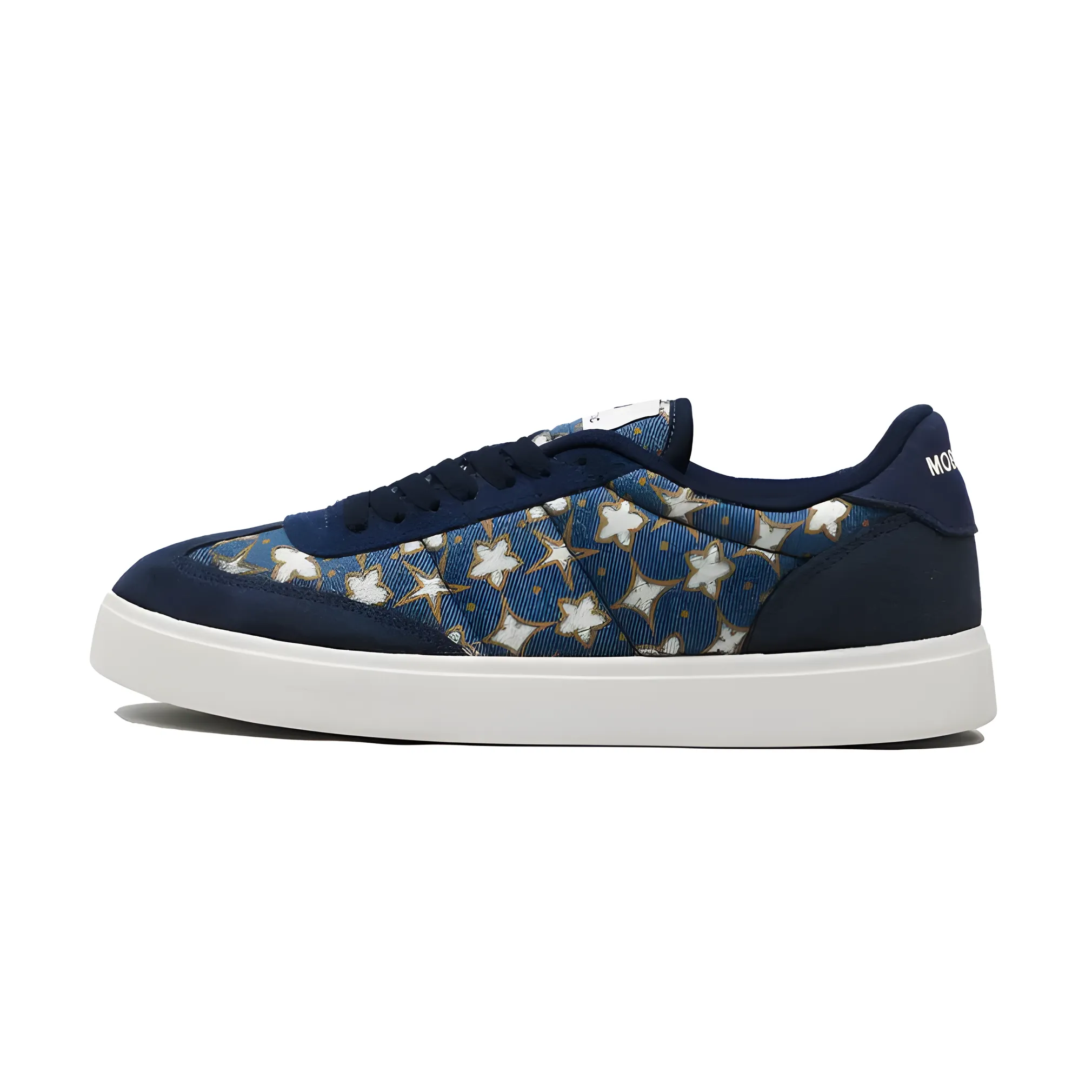 Mobatic Shoetik Elegant Navy White Batik Sneakers – Ethnic Footwear