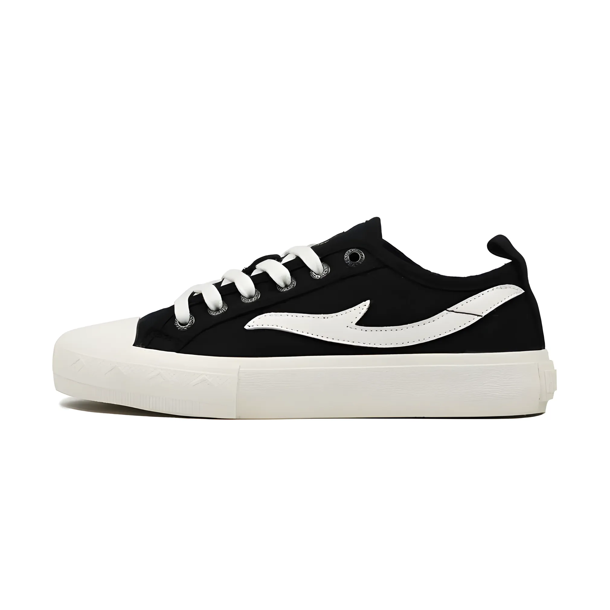 Mobatic Gen-Z Unisex Low-Top Black and White Sneakers for Men and Women