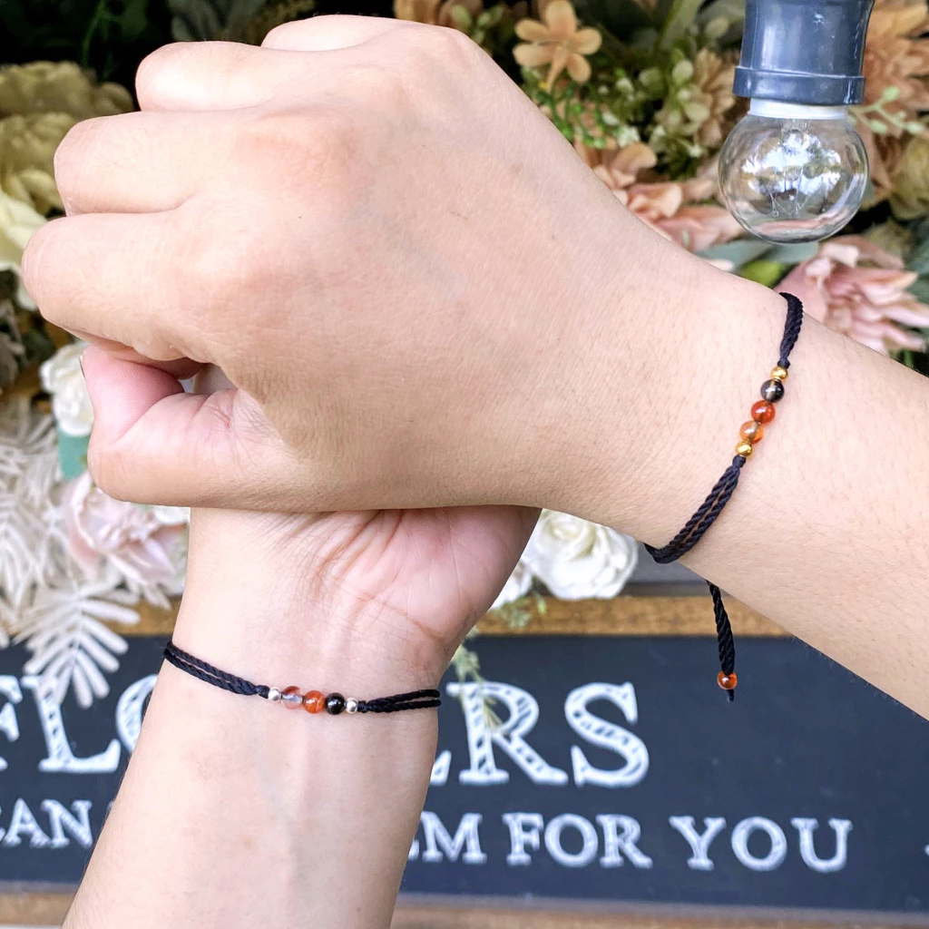 Simple Aesthetic Natural Stone Women’s Bracelet with Thin Black Cord, Cute Unique Fashion Accessory