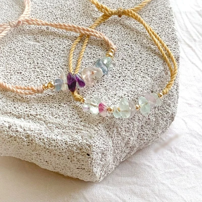 Elegant Natural Stone Adjustable Bracelet for Women, Charming Pebble Cord Accessory