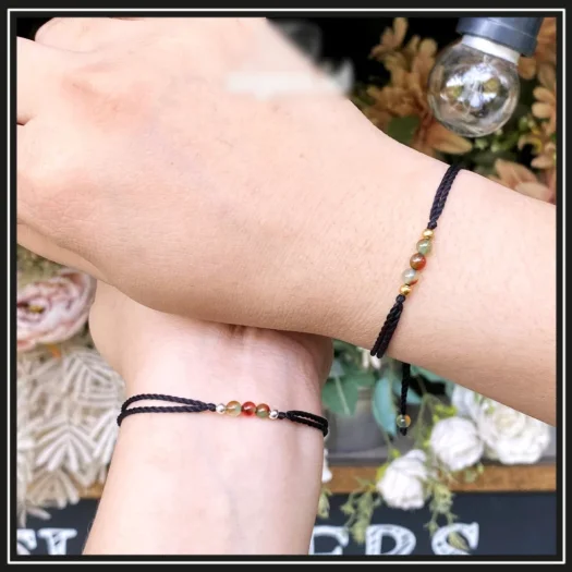 Elegant Black Spiral Couple Bracelet With Natural Stone Accents – Simple And Aesthetic Design