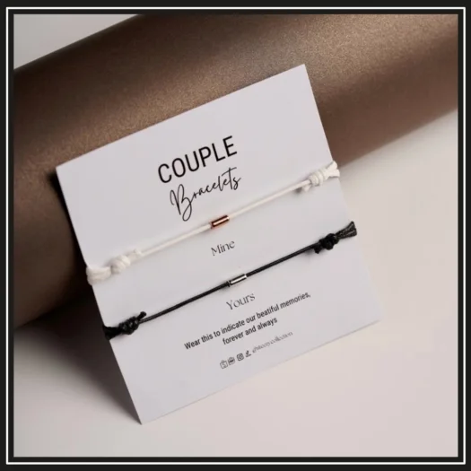 Basic Black / White Stripe Couple Bracelet – Adjustable Friendship Band for Best Friends