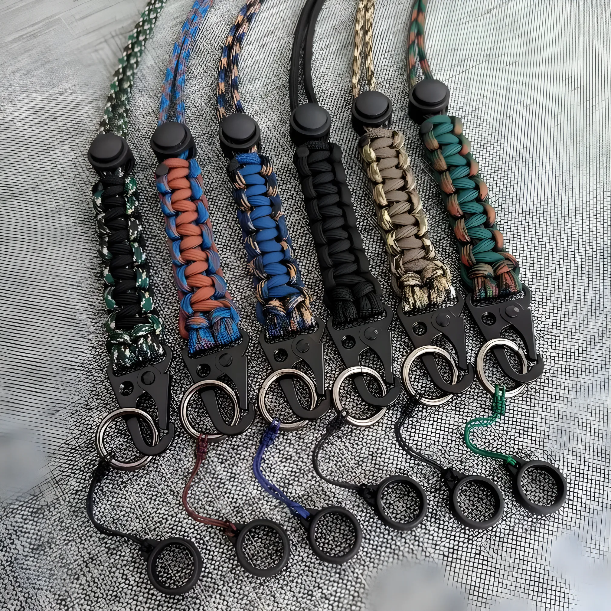 Card Holder / Name Tag / Phone Holder Camouflage Army Lanyard Set with 3 Pcs O-Ring for Outdoor Use