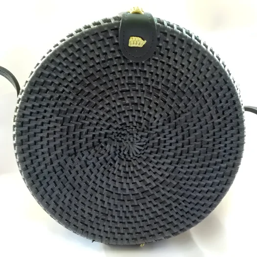 Trendy Bali Handmade Rattan Bag, Black, Chic Indonesian Accessory