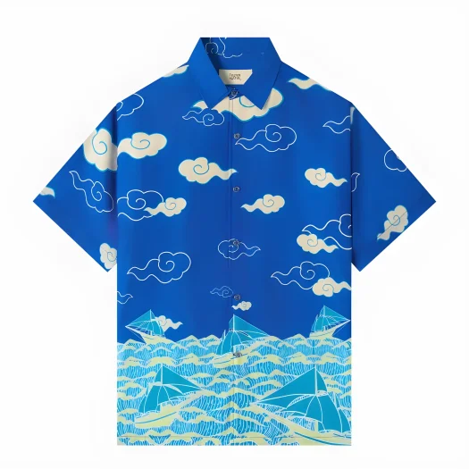 Telusur Kultur Batik Print Shirt – Nusantara Heritage Design – Pinisi – Blue