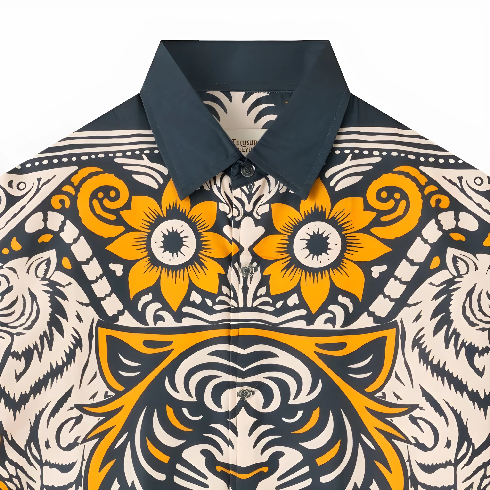 Telusur Kultur Printed Batik Shirt - Nusantara Inspired - Tiger Design - Ocean Blue | Nusamade Telusur Kultur Printed Batik Shirt - Nusantara Inspired - Tiger Design - Ocean Blue - Image 2