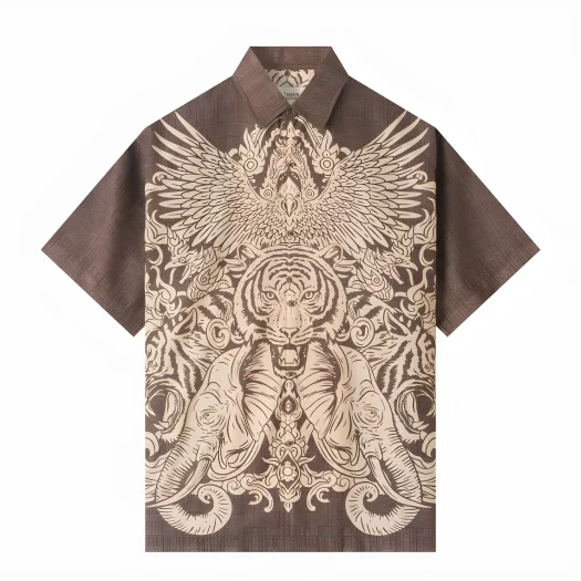 Telusur Kultur Printed Batik Shirt – Nusantara Inspired – Fauna Design – Brown