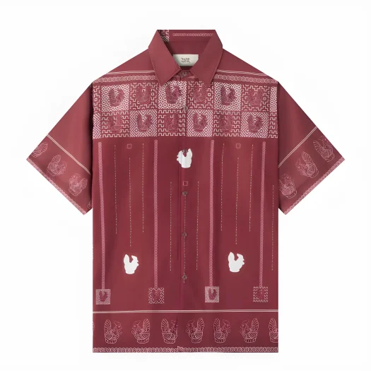 Telusur Kultur Batik Print Shirt – Nusantara Inspired – Chicken Piggy Bank – Red