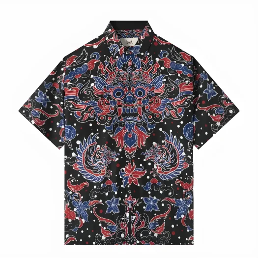 Telusur Kultur Batik Print Shirt – Nusantara Inspired Cultural Motif – Barong – Black