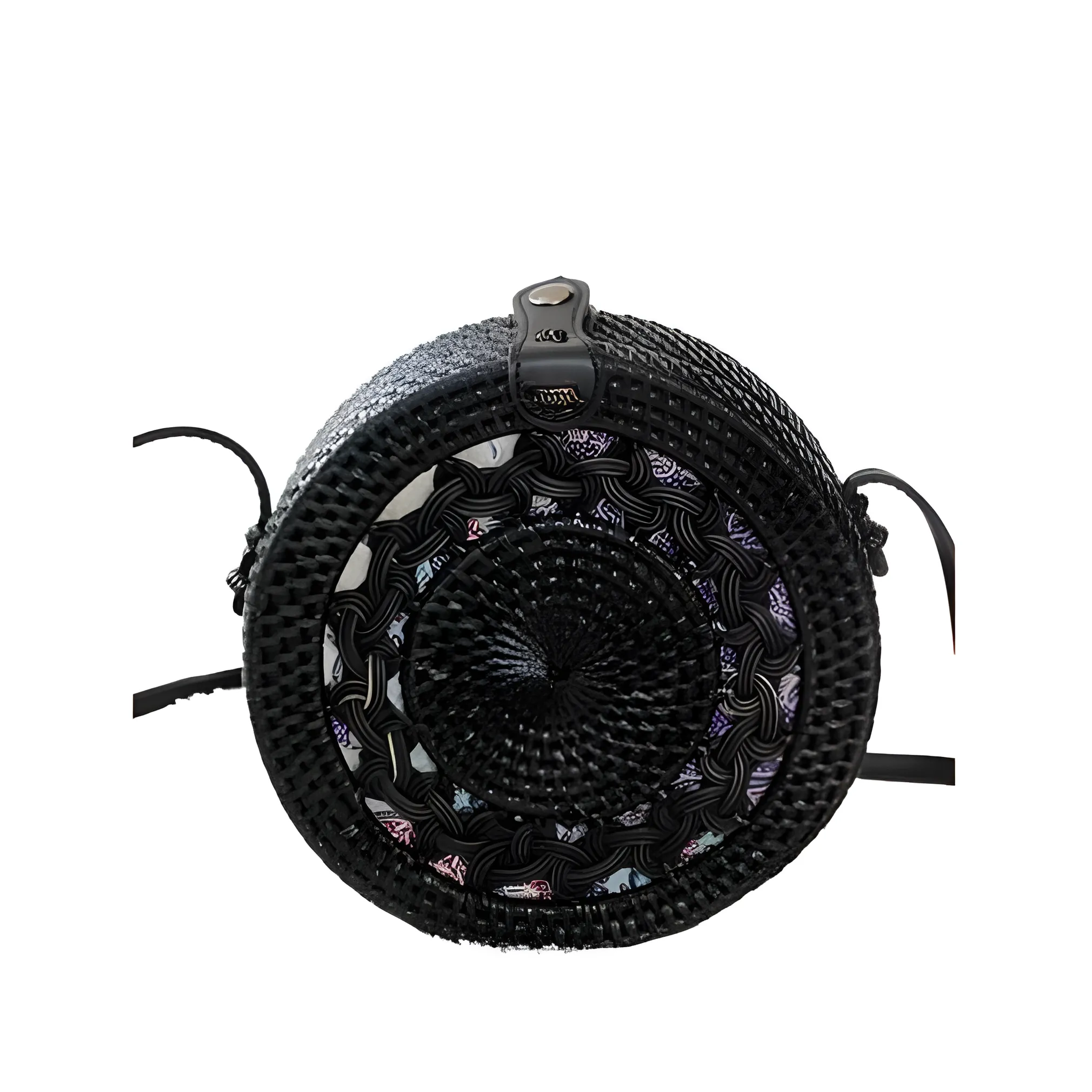 Elegant Bali Gendit Rattan Bag, Black, Authentic Handcrafted in Bali