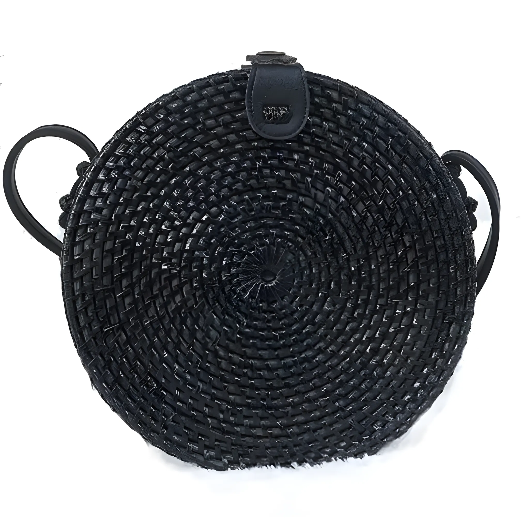Trendy Bali Round Rattan Bag, Ethnic Style Handbag, Black