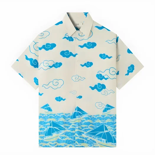 Telusur Kultur Batik Print Shirt – Nusantara Heritage Design – Pinisi – Ivory White