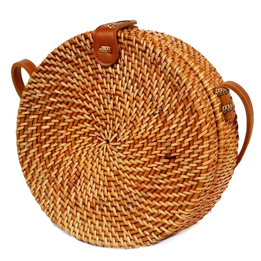 Bali Rattan Bag Kendi Bowl Model, Brown, 20 cm Diameter