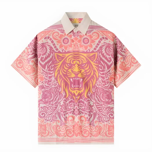 Telusur Kultur Printed Batik Shirt – Nusantara Inspired – Tiger Design – Light Pink