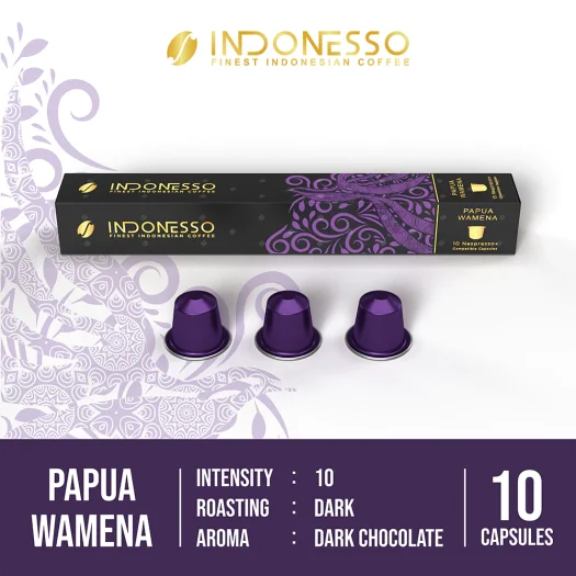 INDONESSO Papua Wamena Coffee Capsules – Rich & Aromatic Coffee Pods – Nespresso Machines Compatible