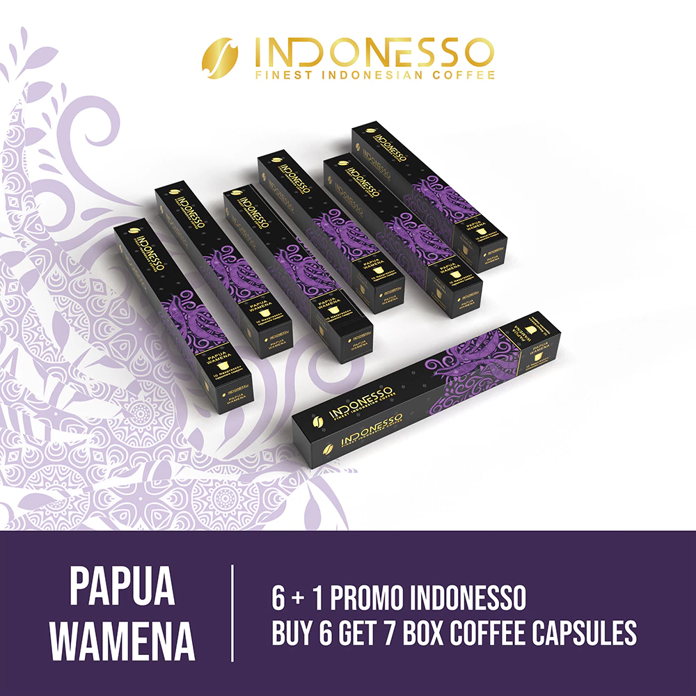 INDONESSO Papua Wamena Coffee Capsules (6+1 Free) – Premium Indonesian Coffee Pods – Nespresso Compatible