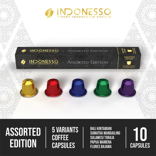 INDONESSO Assorted Edition Coffee Capsules – Rich & Aromatic Coffee Pods – Nespresso Machines Compatible