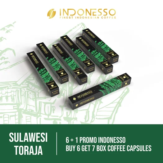 INDONESSO Sulawesi Toraja Coffee Capsules (6+1 Free) – Premium Indonesian Coffee Pods – Nespresso Compatible