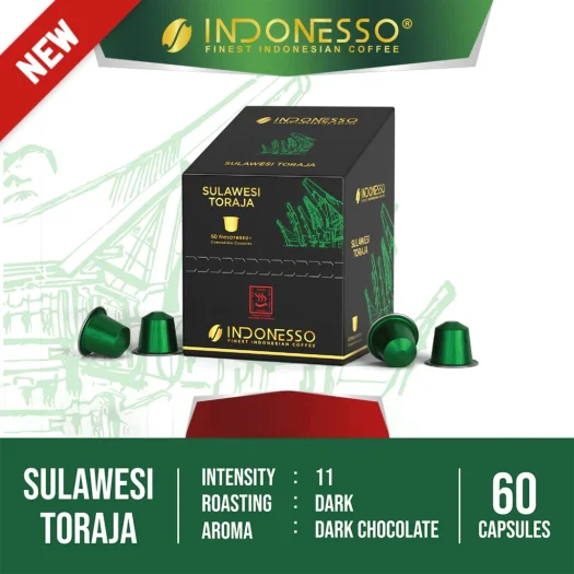 INDONESSO Sulawesi Toraja Specialty Coffee Capsules – Rich & Aromatic Indonesian Coffee – Nespresso Compatible Pods