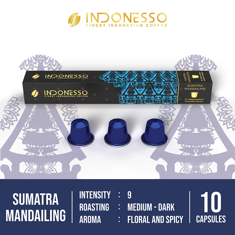 INDONESSO Sumatra Mandailing Coffee Capsules – Rich & Aromatic Coffee Pods – Nespresso Machines Compatible