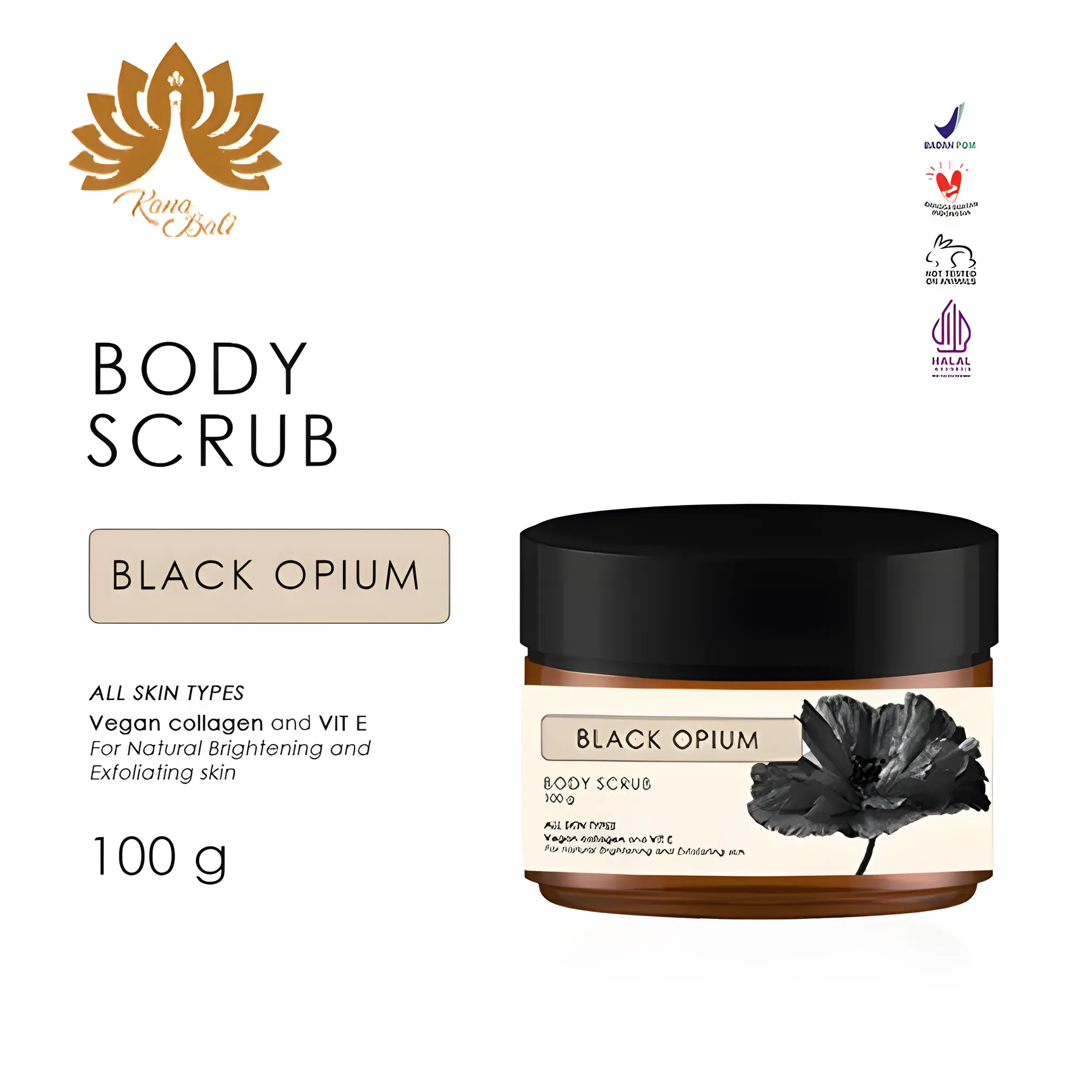 Kana Bali Black Opium Exfoliating Body Scrub Lulur – Skin Revitalizer for Radiant Glow