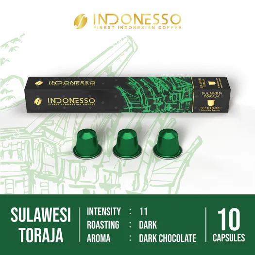 INDONESSO Sulawesi Toraja Coffee Capsules – Rich & Aromatic Coffee Pods – Nespresso Machines Compatible