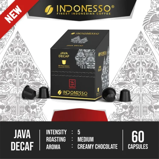 INDONESSO Java Decaf Specialty Coffee Capsules – Rich & Aromatic Indonesian Coffee – Nespresso Compatible Pods