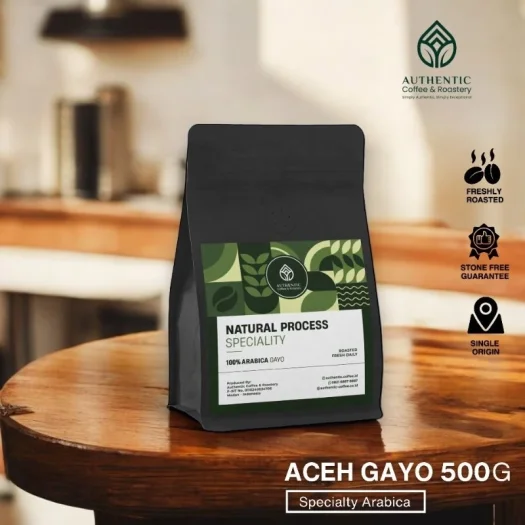 Aceh Gayo Natural, Processed Arabica Coffee, Specialty Coffee by Authentic Coffee & Roastery, 500 g
