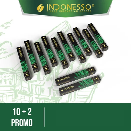 INDONESSO Sulawesi Toraja Coffee Capsules (10+2 Bonus) – Premium Indonesian Coffee Pods – Compatible with Nespresso Machines