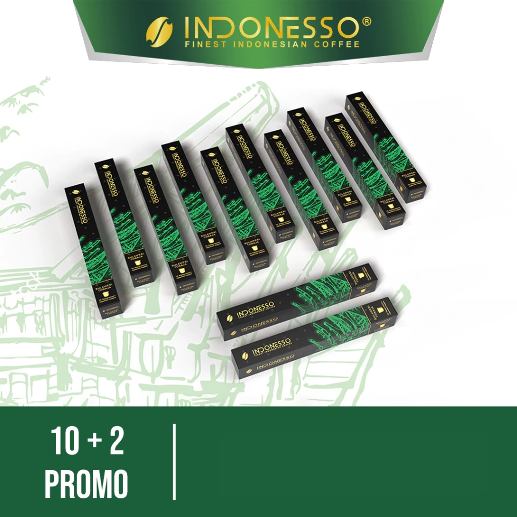 INDONESSO Sulawesi Toraja Coffee Capsules (10+2 Bonus) – Premium Indonesian Coffee Pods – Compatible with Nespresso Machines