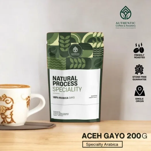 Authentic Coffee & Roastery Aceh Gayo Natural, Processed Specialty Grade Arabica Coffee, 200 g