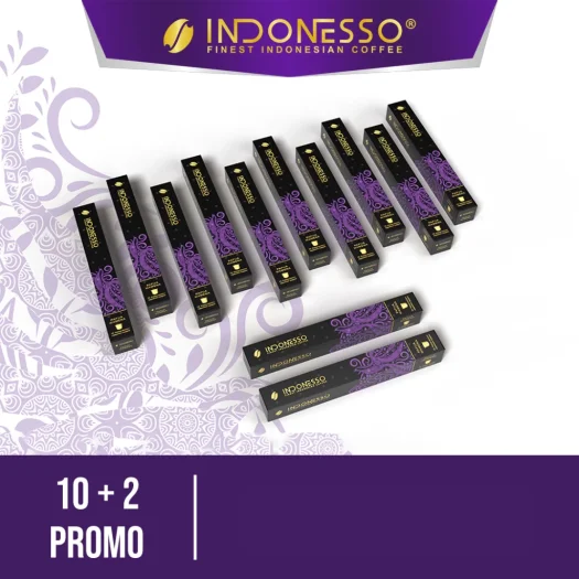 INDONESSO Papua Wamena Coffee Capsules (10+2 Bonus) – Premium Indonesian Coffee Pods – Compatible with Nespresso Machines