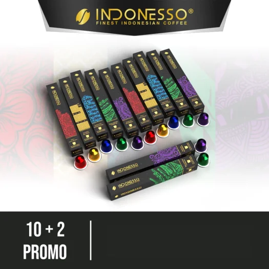INDONESSO Specialty Coffee Capsules (10+2 Bonus) – Premium Indonesian Coffee Pods – Compatible with Nespresso Machines