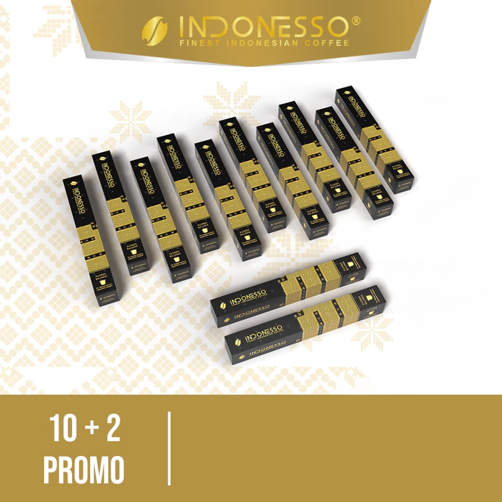 INDONESSO Flores Bajawa Coffee Capsules (10+2 Bonus) – Premium Indonesian Coffee Pods – Compatible with Nespresso Machines
