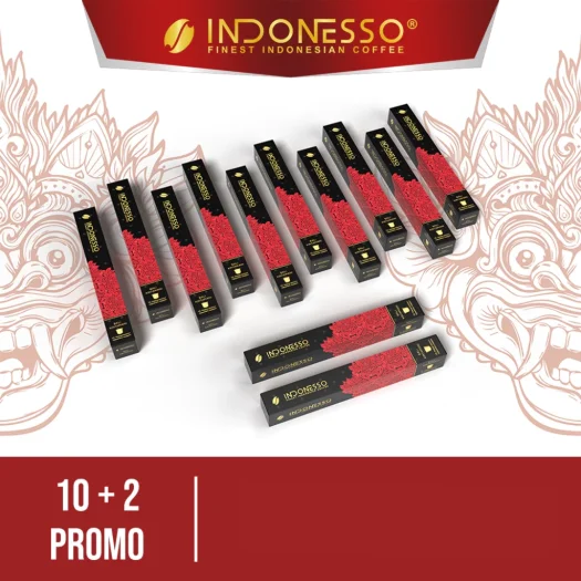 INDONESSO Bali Kintamani Coffee Capsules (10+2 Bonus) – Premium Indonesian Coffee Pods – Compatible with Nespresso Machines