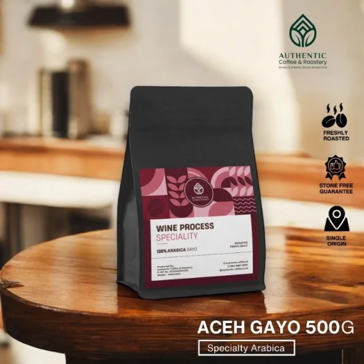 Aceh Gayo Wine Arabica Coffee, Authentic Coffee & Roastery, Specialty Grade, 500 g
