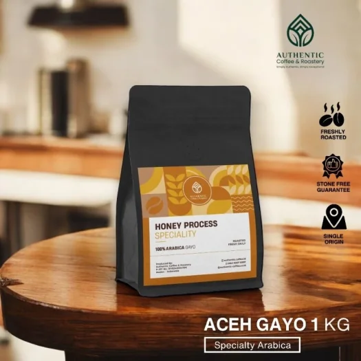Authentic Coffee & Roastery Aceh Gayo Honey, Processed Arabica Coffee, Specialty Grade, 1 kg