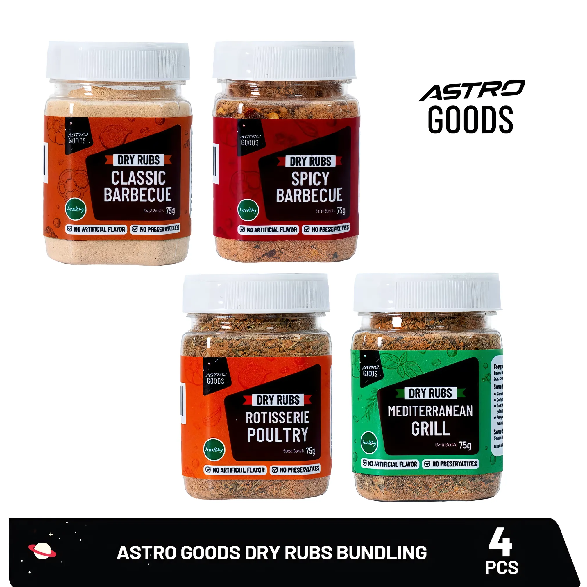 Astro Goods Dry Rub Bundle, 4 Jars, 75 g Each