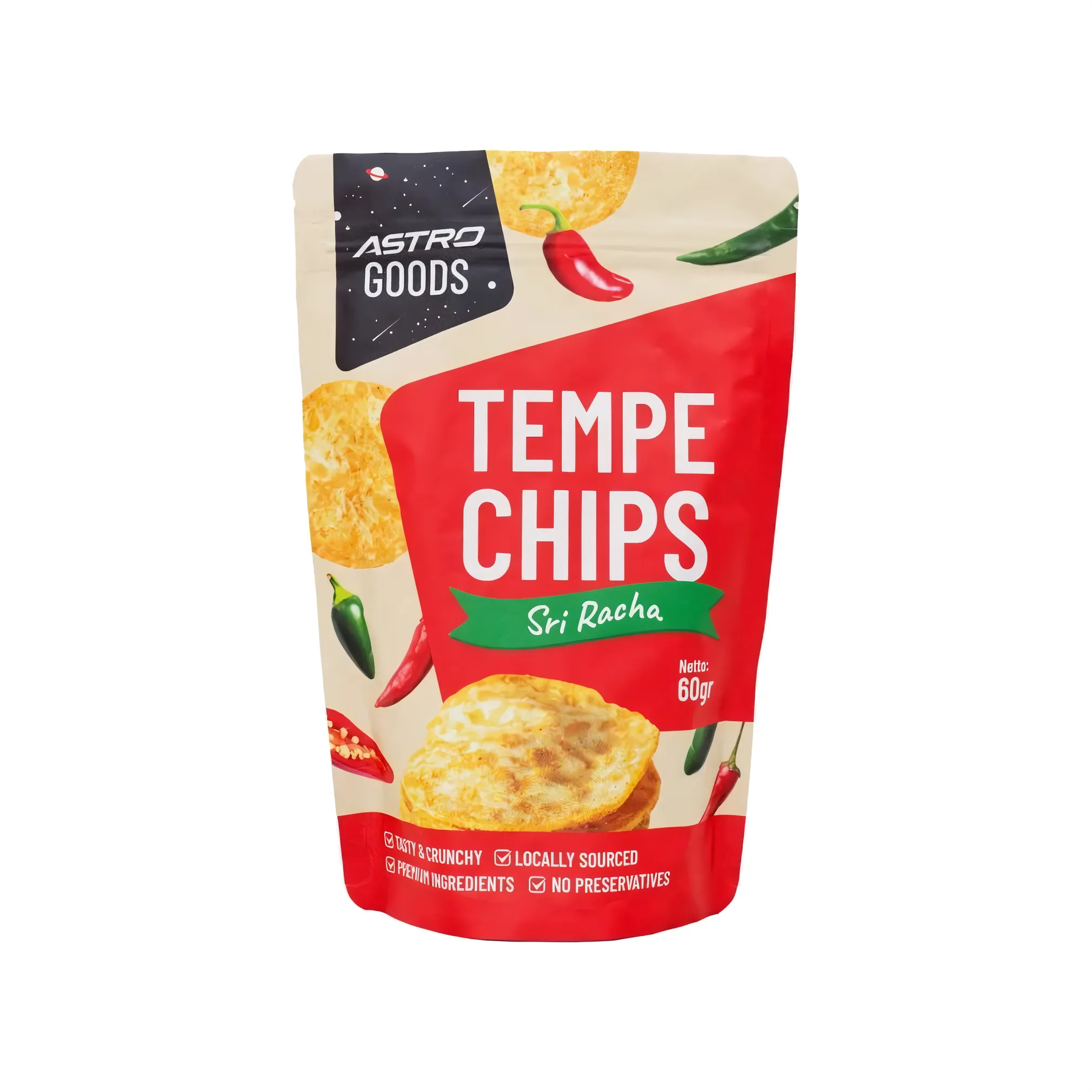 Astro Goods Sri Racha Sauce Tempeh Chips, 60 g
