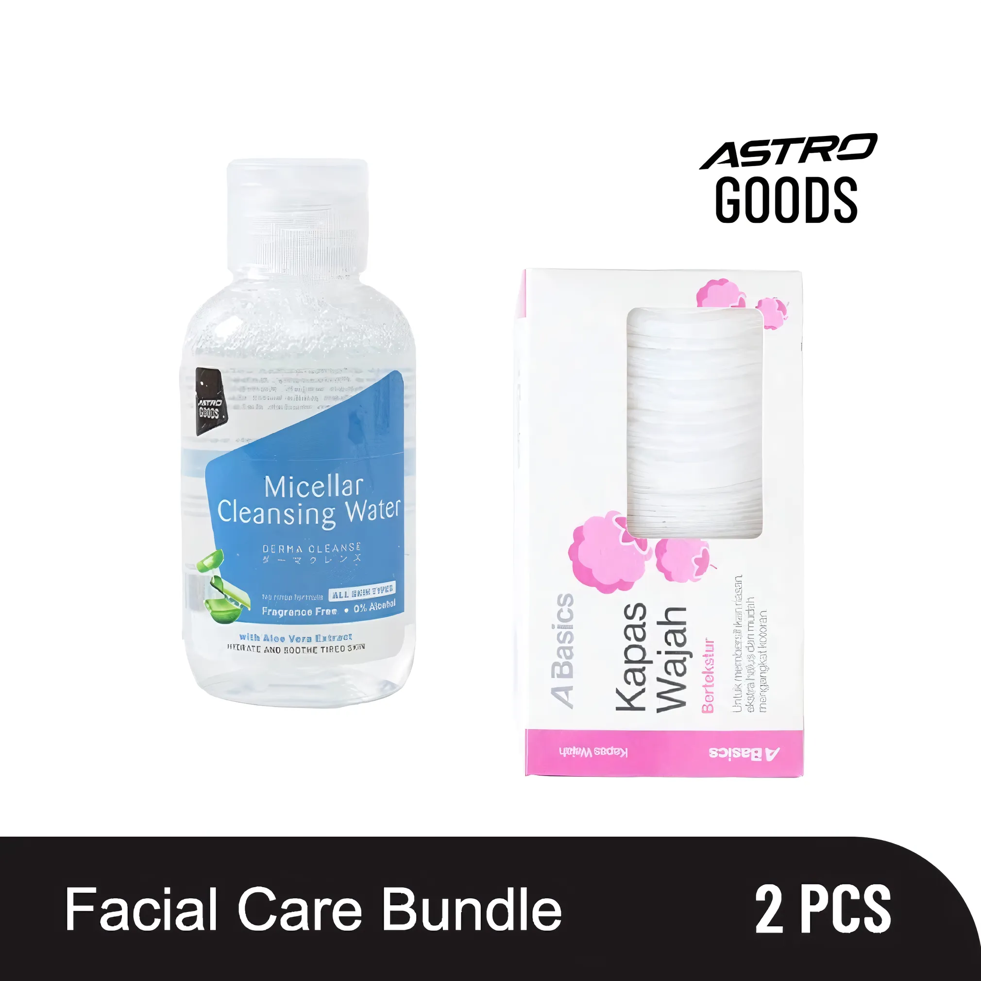 Astro Goods Flawless Micellar Cleansing Water & Facial Cotton (80 Pcs) Bundle