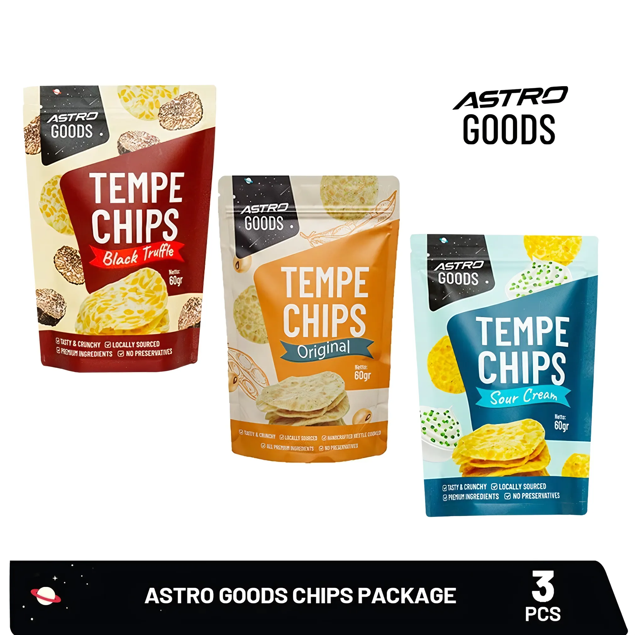 Astro Goods Tempeh Chips – 3 Flavor Bundle (Truffle, Sour Cream & Original)