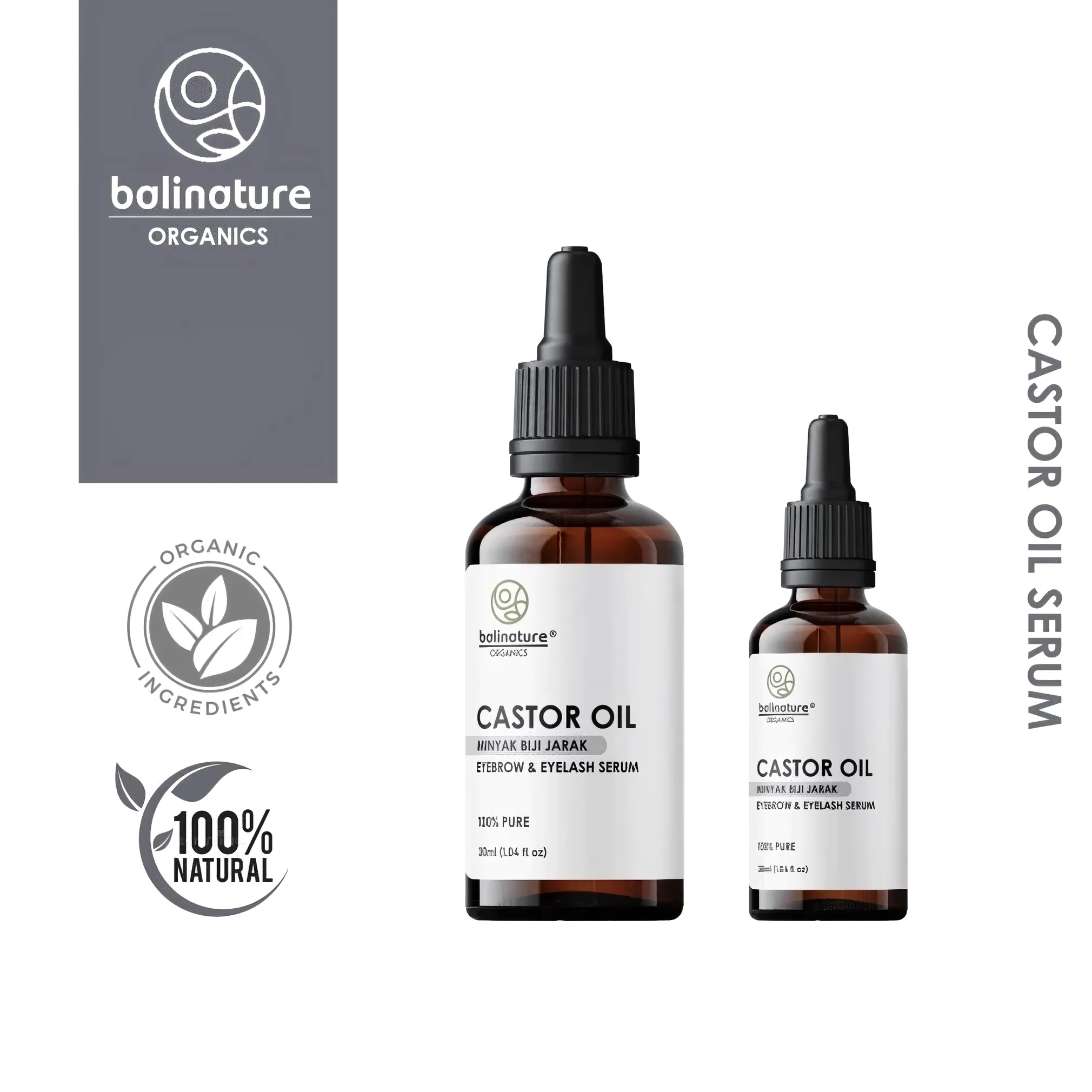 Balinature Pure Castor Oil Serum for Eyelashes, Brows & Hair
