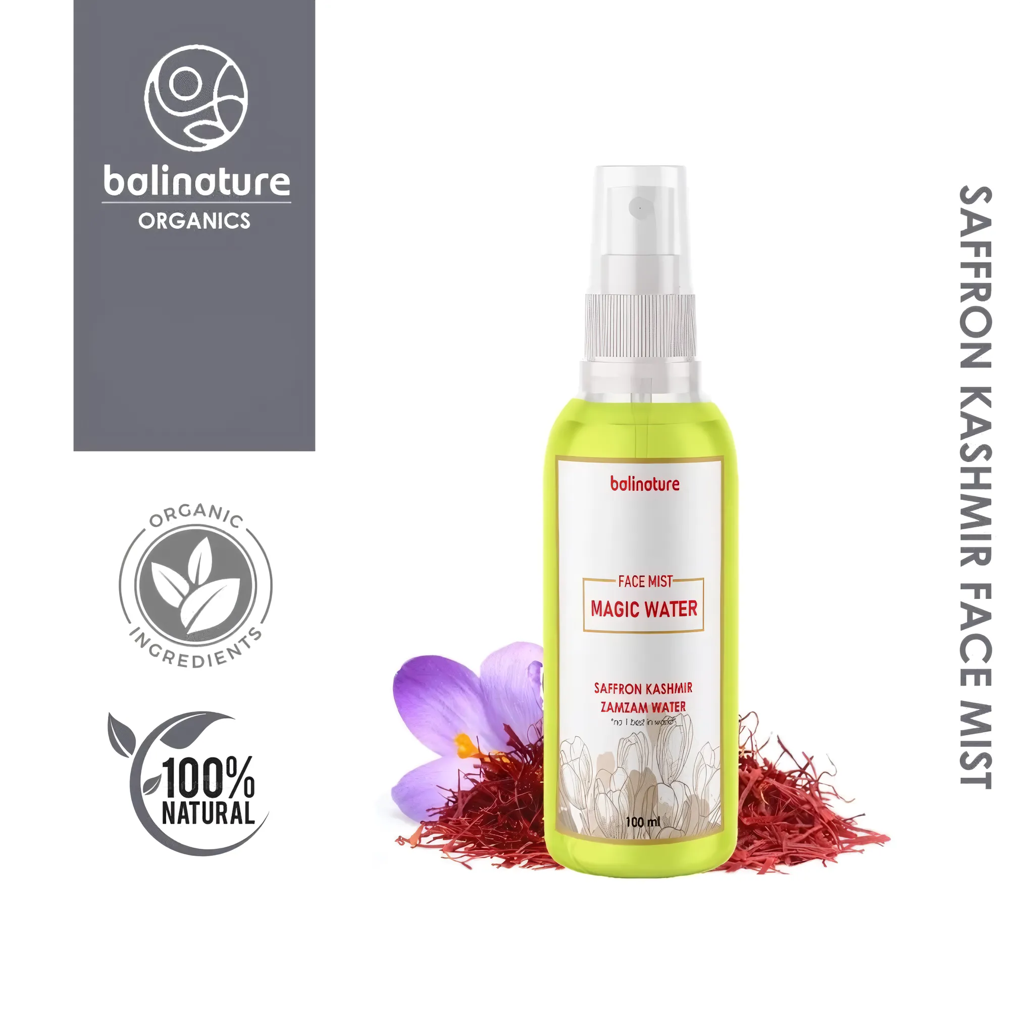 Balinature Magic Kashmir Saffron & Zamzam Water Face Mist – 100% Original, 100 mL