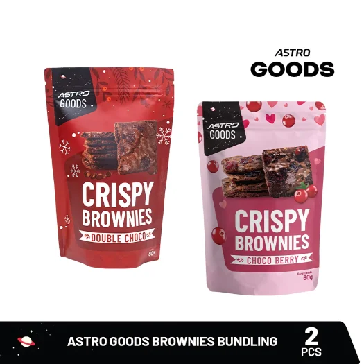Astro Goods Double Choco & Berry Choco Crispy Brownie Bundle – 2 Pcs, 60 g Each