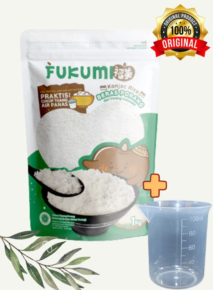 FUKUMI Porang Rice Original Pouch, 1 kg – Low Calorie Diet Rice